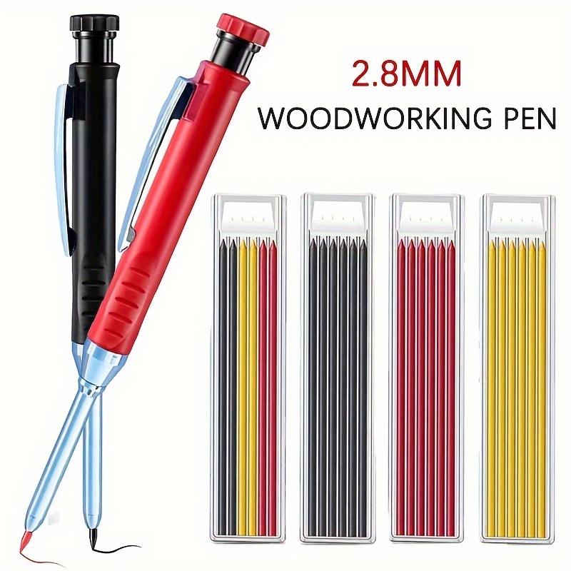 

Solid Carpenter Pencil With Refill Lead And Built-in Sharpener For Deep Hole Mechanical Pencil Scribing Marking Woodworking Tool