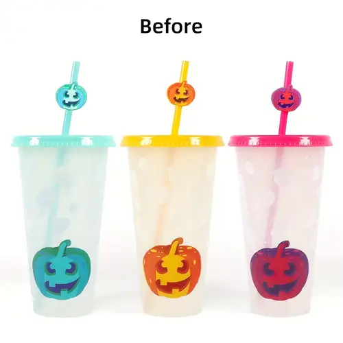 Color changing Halloween Cups With Lids Straws Reusable - Temu