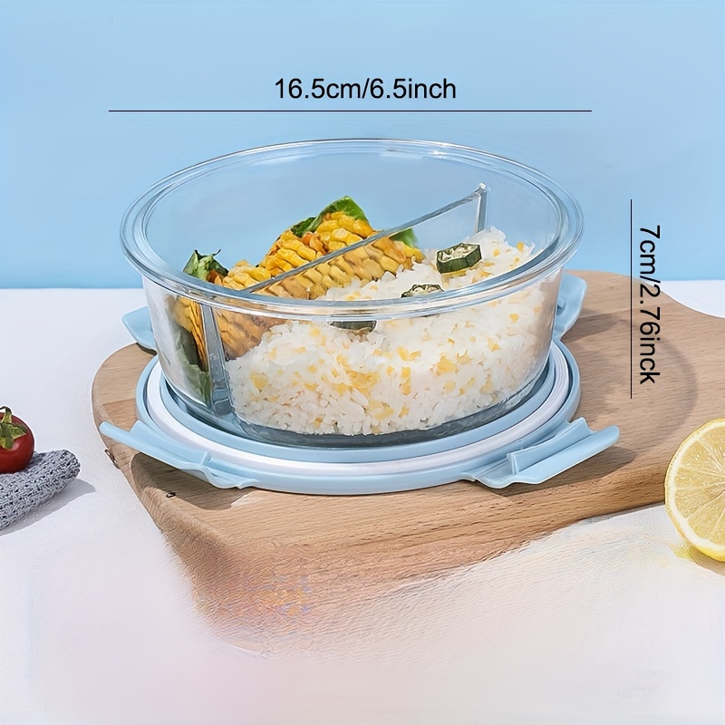 Round Bento Box With Sky Blue Cover Microwave Oven Safe - Temu