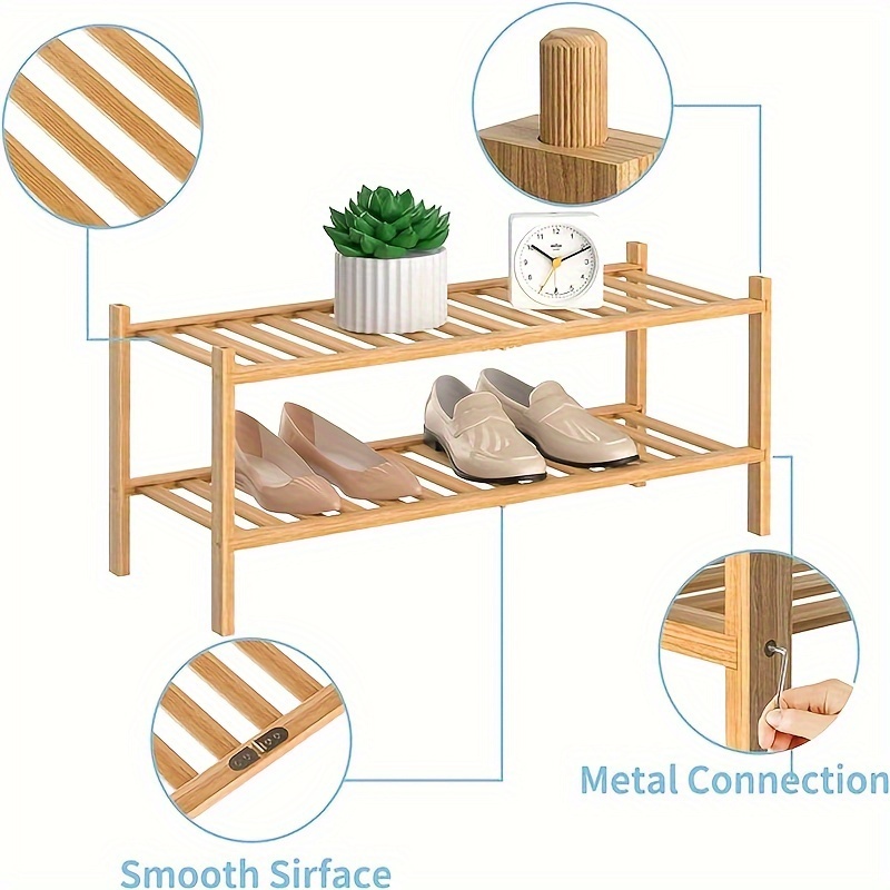 Mobile Scaffale Scarpe In Bambù A Doppio Strato Uso Interno - Temu Italy