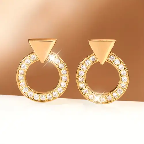 1 Paar Glänzende Cubic Zirkonia Creolen, 14k Vergoldete Ohrringe Für  Mädchen - Temu Germany