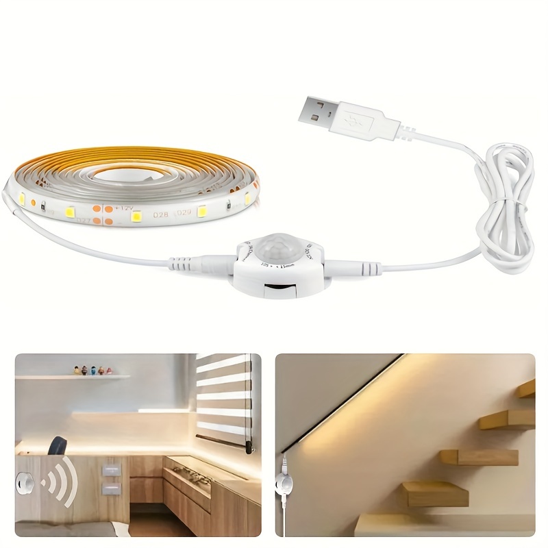 Sensor de Movimiento, mio, Tira de LED, Luces 4 Modo Escalera 6500K blanco  frío 1m Sunnimix Luz debajo del gabinete