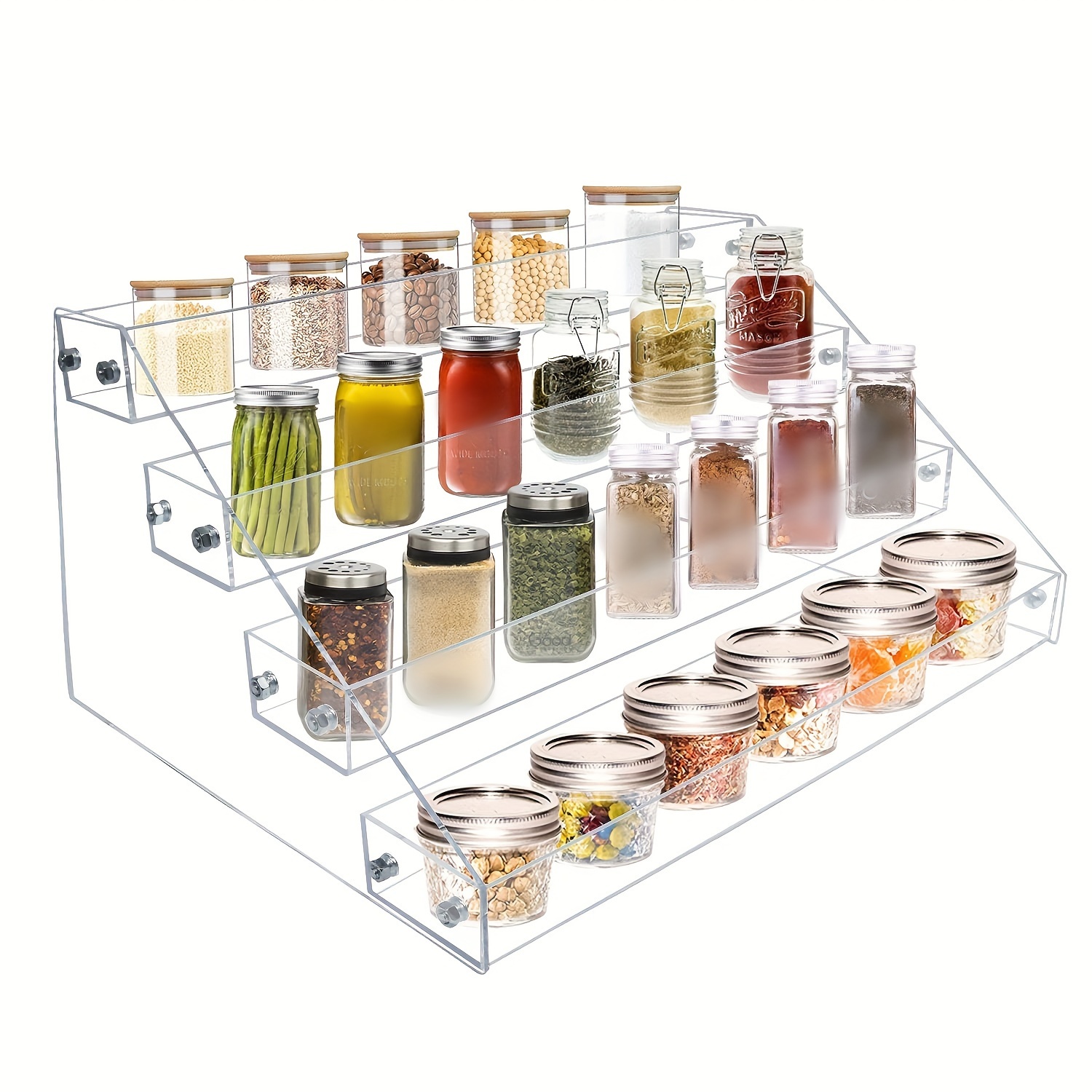 White Pp Multifunctional Spice Rack With Rotating Jars And Seasoning ...