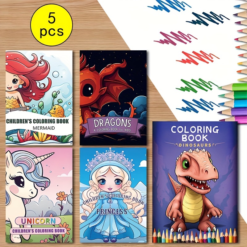 Paquete de 8 libros de pintura para colorear con agua, libros de dibujos  animados, animal, animal, unicornio, universo, libro para colorear, libro  de