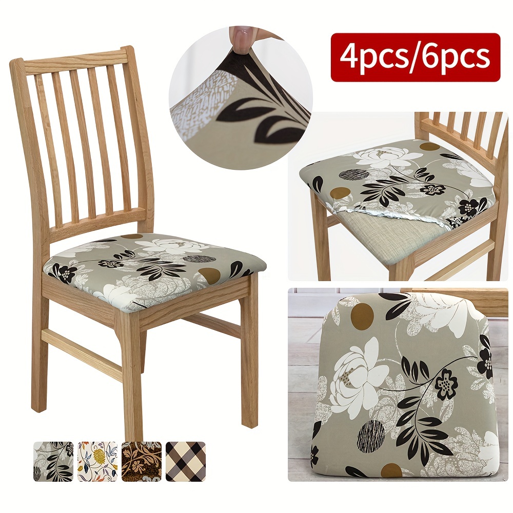 Milk Fiber Fabric Printed Chair Seat Covers Elastic Chair Temu