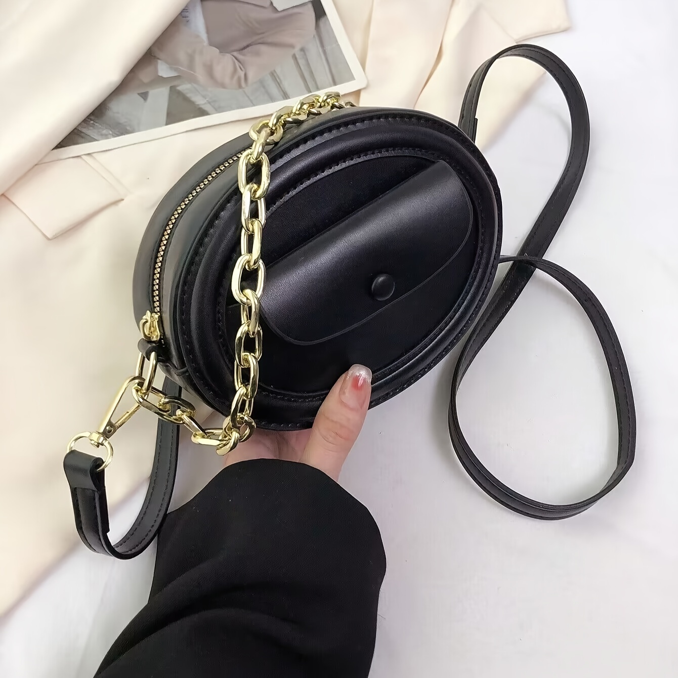 Mini Fashion Round Crossbody Bag, Trendy Pu Shoulder Bag, Women's Elegant  Handbag & Purse - Temu