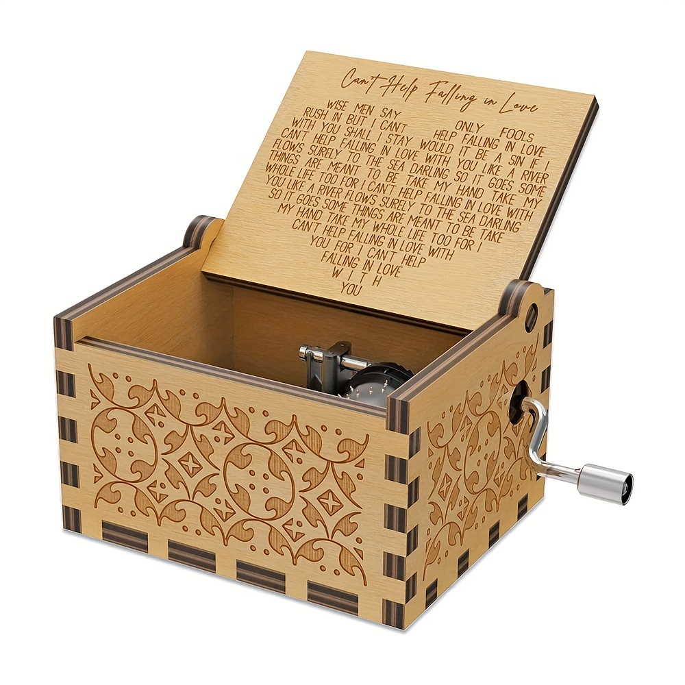 Caja de recuerdo de madera de corazón a corazón, cajas decorativas de bambú  con tapa y cerradura con bisagras, caja de regalo de madera para el día de