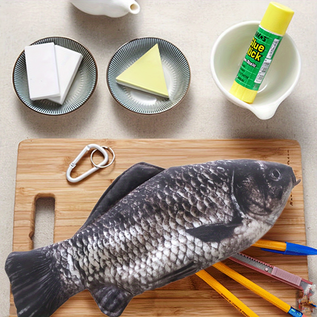 Creative Simulated Crucian Pencil Bag Realistic Fish Shape - Temu