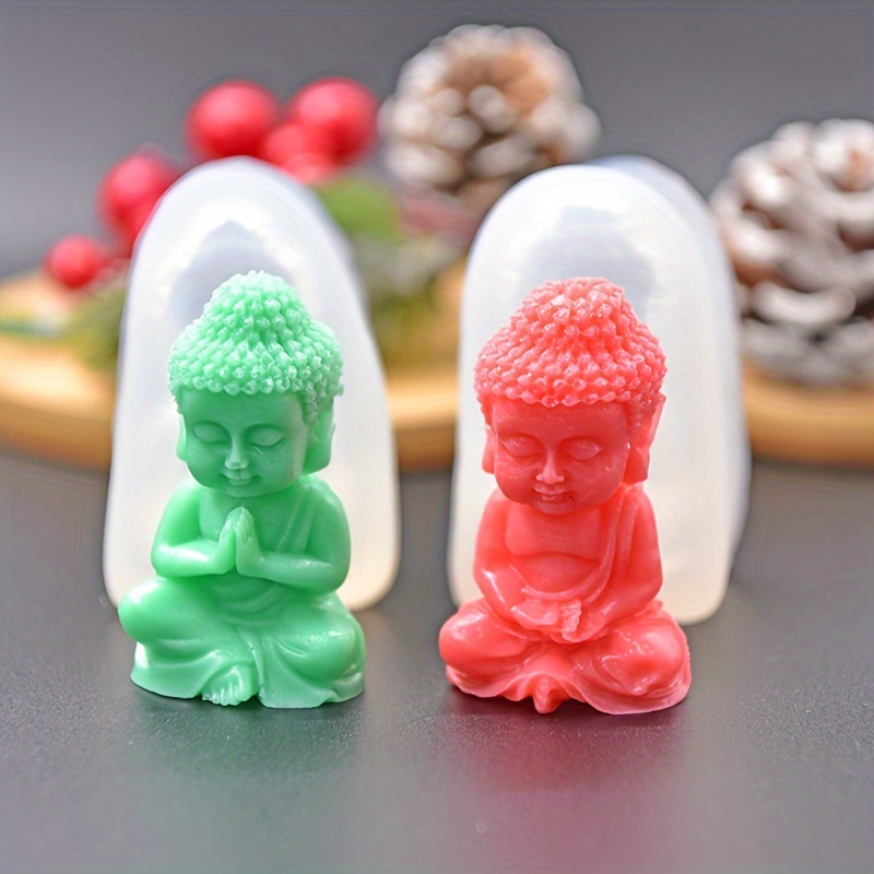 Molde de silicona de cuatro caras para velas de Buda Avalokitesvara, molde  de silicona para hacer velas 3D, resina Eposy, yeso, manualidades, moldes