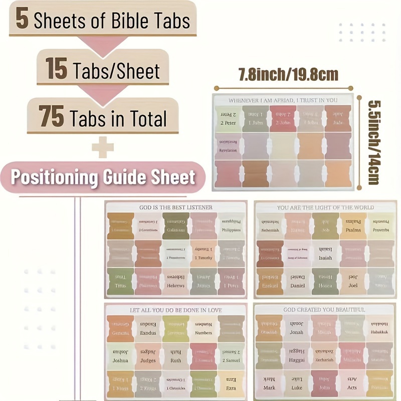 Bible Tabs Bible Stickyindex 75 Tabs Laminated Bible - Temu