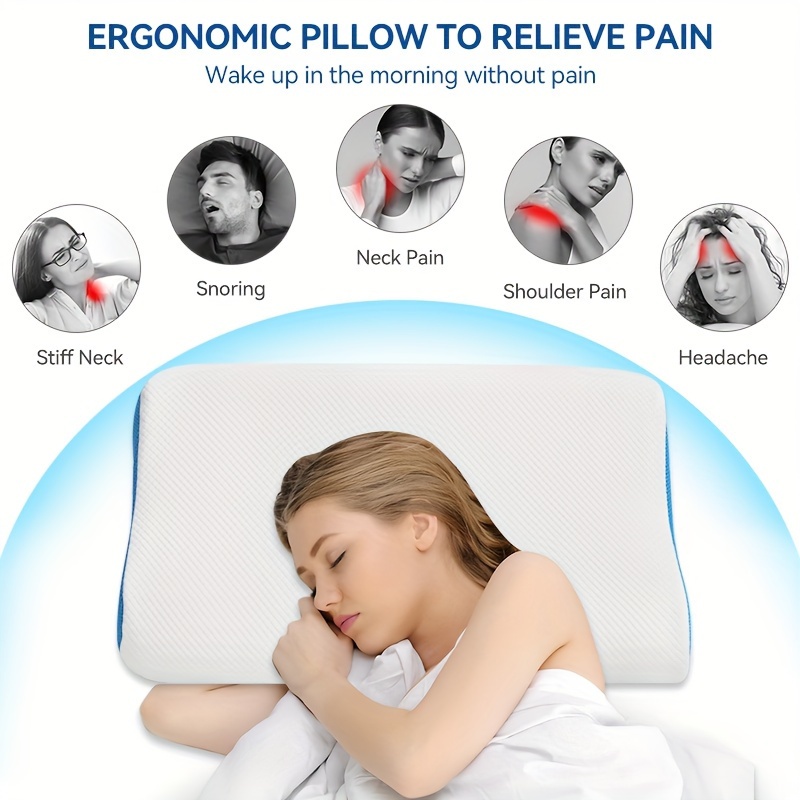 Memory Foam Pillows Neck Pillow Bed Pillow for Sleeping Ergonomic Cervical  Contour Pillow for Side Back Stomach Sleeper Pillow for Neck Shoulder Pain