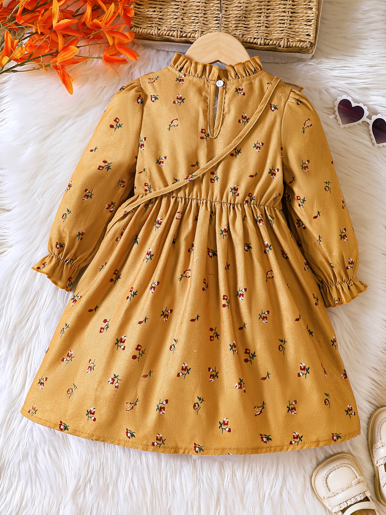 toddler girls casual dress heart bag corduroy - Temu Australia