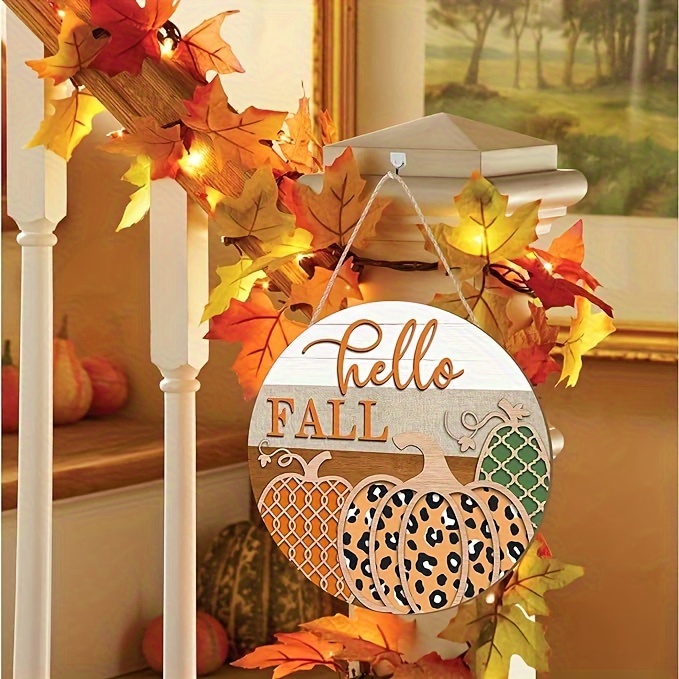 Cartello Da Appendere Alla Porta D'ingresso In Legno Hello Fall