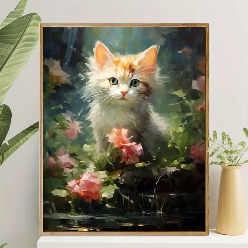 Cute Cat Artificial Diamond Painting Diy Adult - Temu