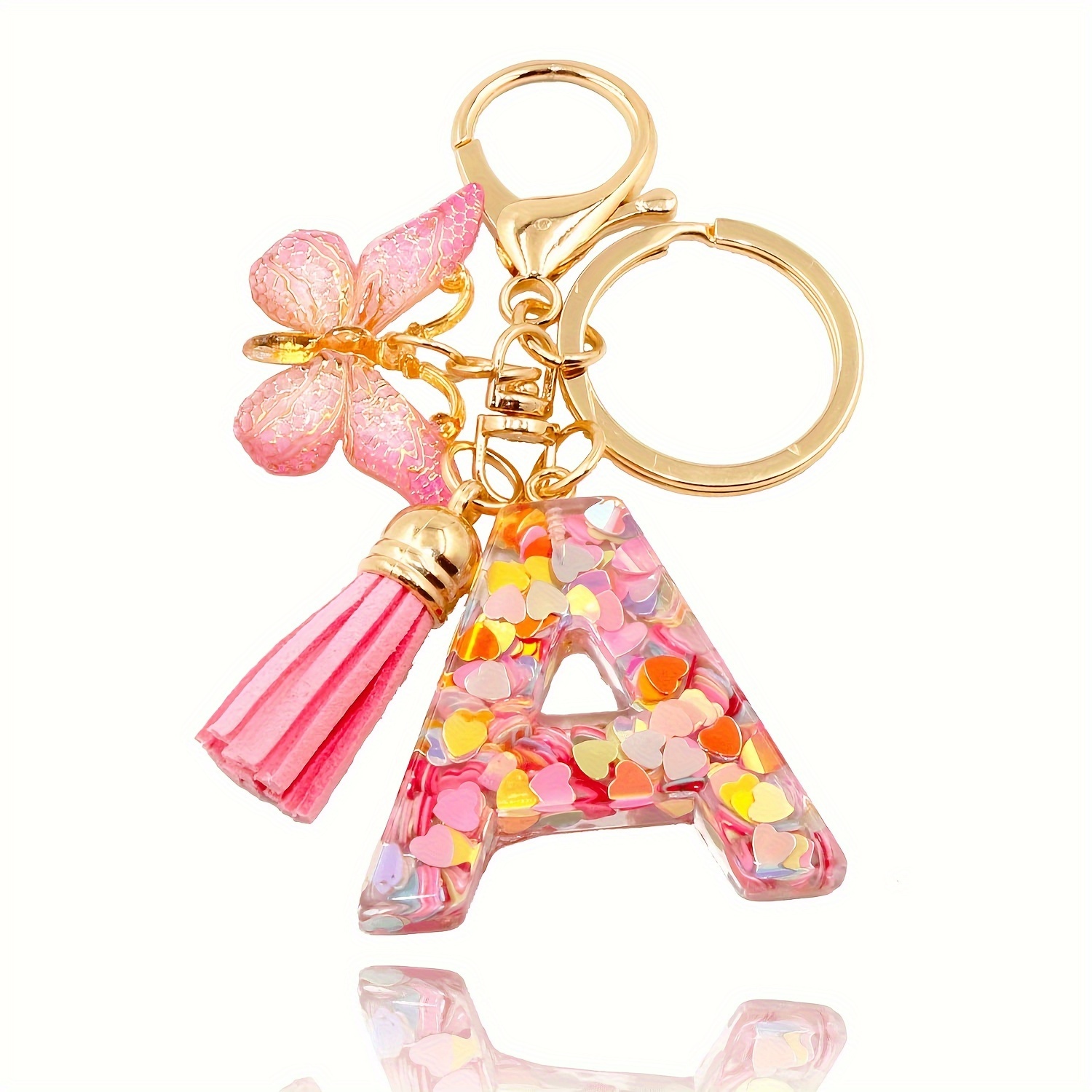 

1pc Alphabet Initial Letter Keychain Cute Butterfly Acrylic Key Chain Ring Bag Backpack Charm Car Hanging Pendant Women Daily Use Gift