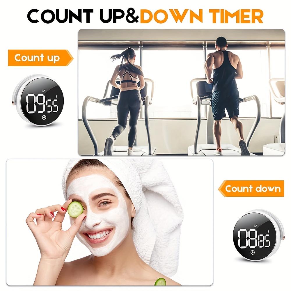 LED Kitchen Timer Digital Knob Timer Magnetic Electronic Manual Countdown  Timer Cooking Shower Study Fitness Stopwatch