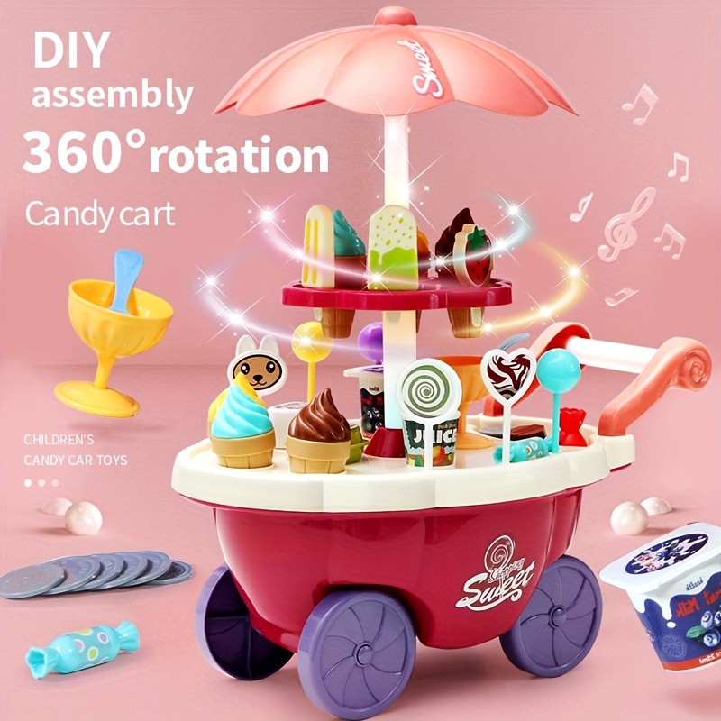 Brincadeira infantil Carro de brinquedo Sorvete Jogo de simulação de carro  Caixa registradora Interação pai-filho com uma variedade de sobremesas