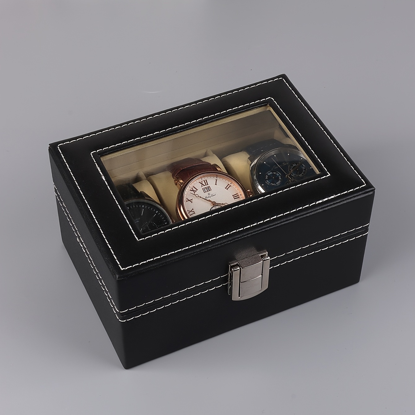 3 Slots Watch Collector With PU Leather