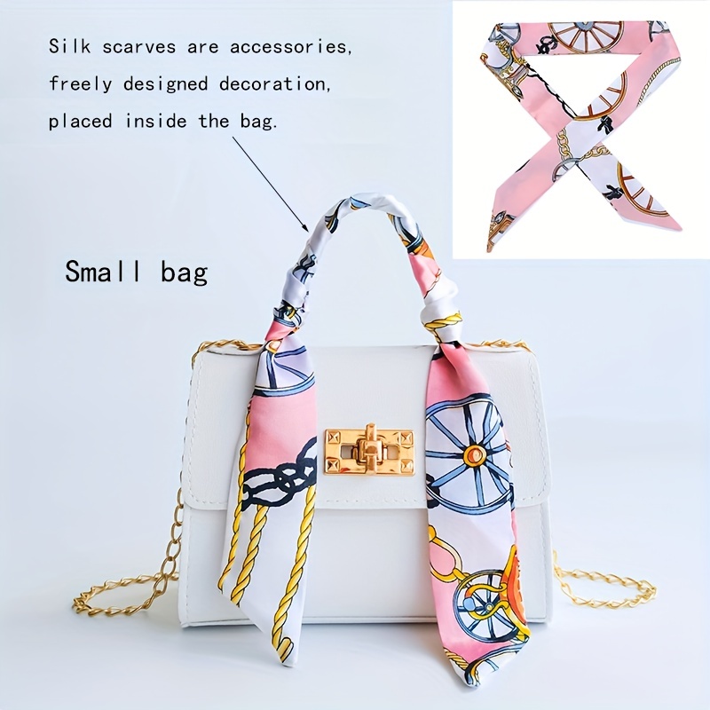 Sweet Embossed Crossbody Bag, Scarf Decor Shoulder Bag, Women's Top Handle  Square Purse - Temu