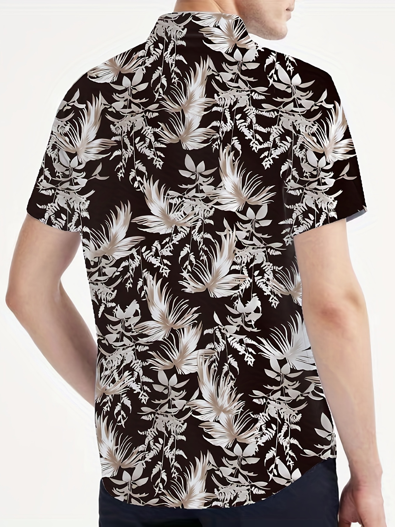 2023 New Hawaiian Shirts For Men Short Sleeve Tops Feather Graphic