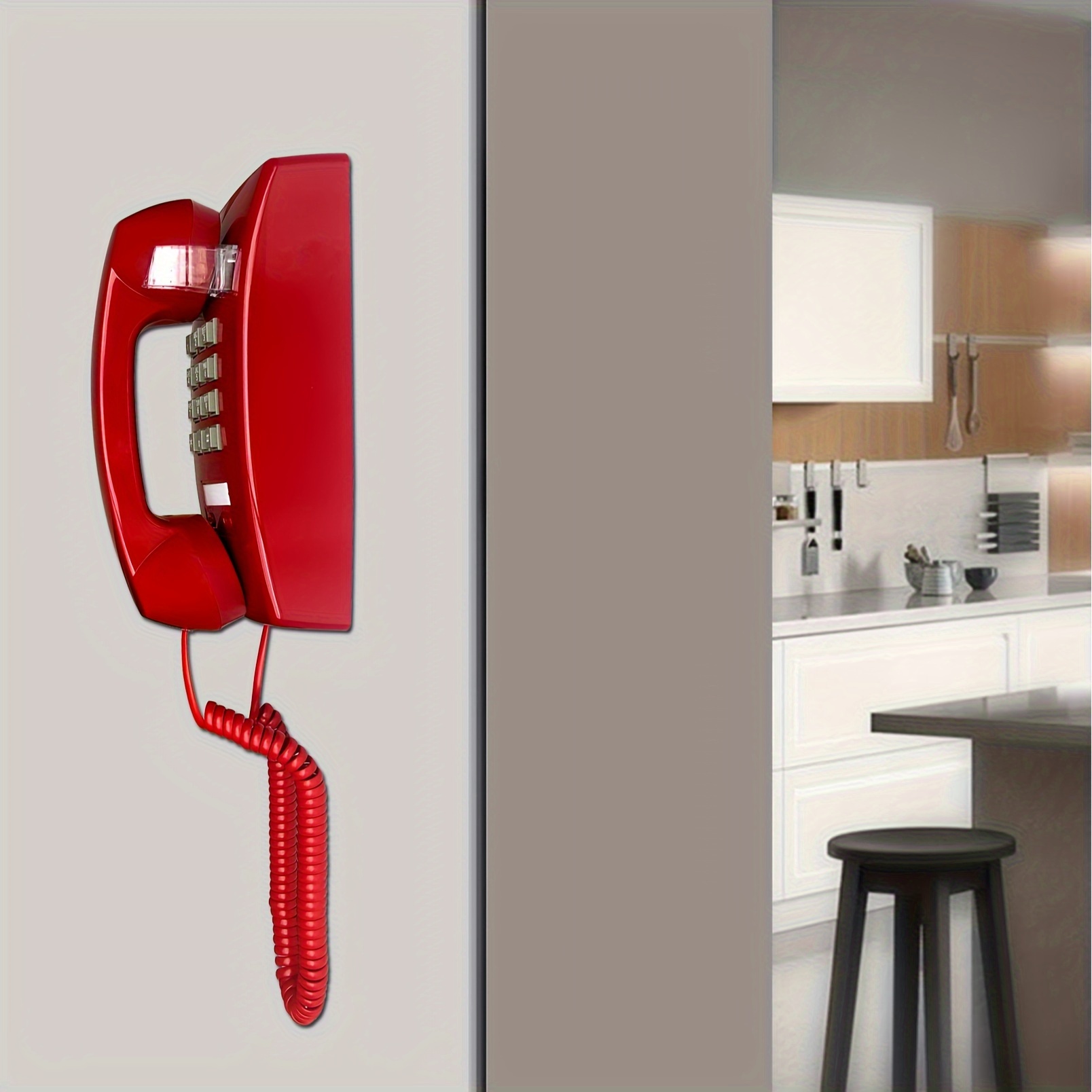ASHATA Teléfono fijo de montaje en pared, teléfono con cable de pared de  escritorio, teléfono compacto con redireccionamiento, teléfono analógico de
