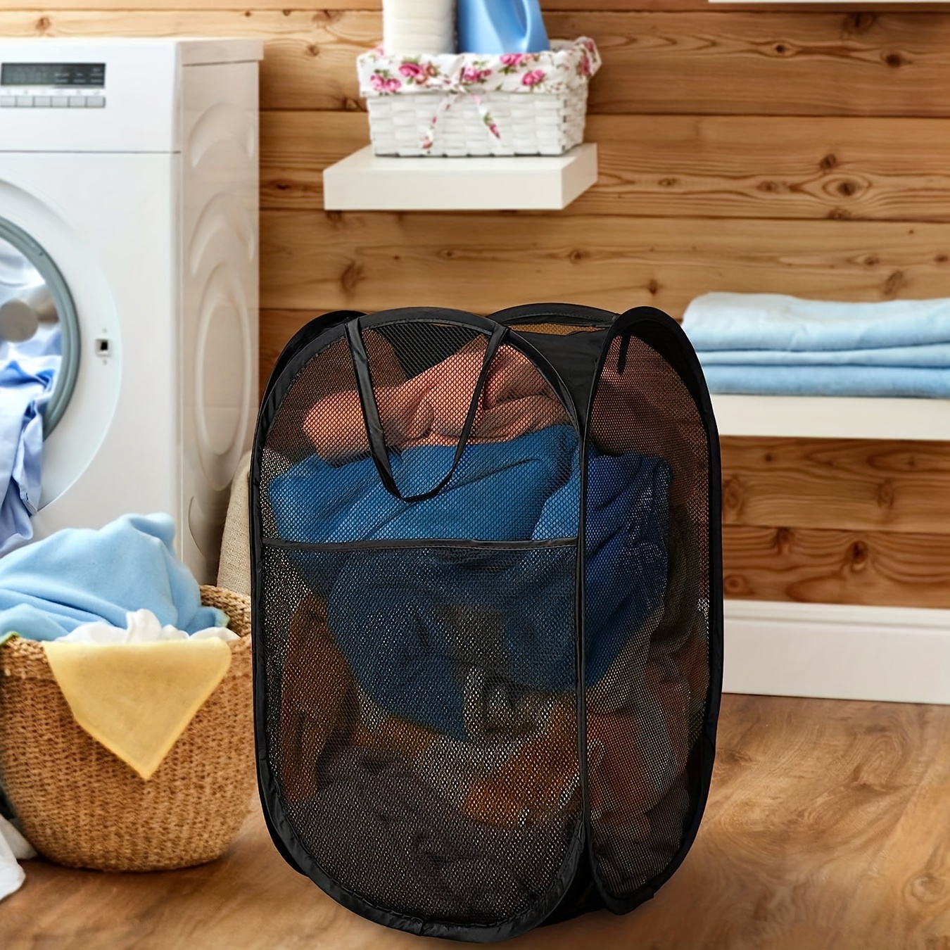 Mesh Laundry Bag With Elastic Strap For Washing And Drying - Temu