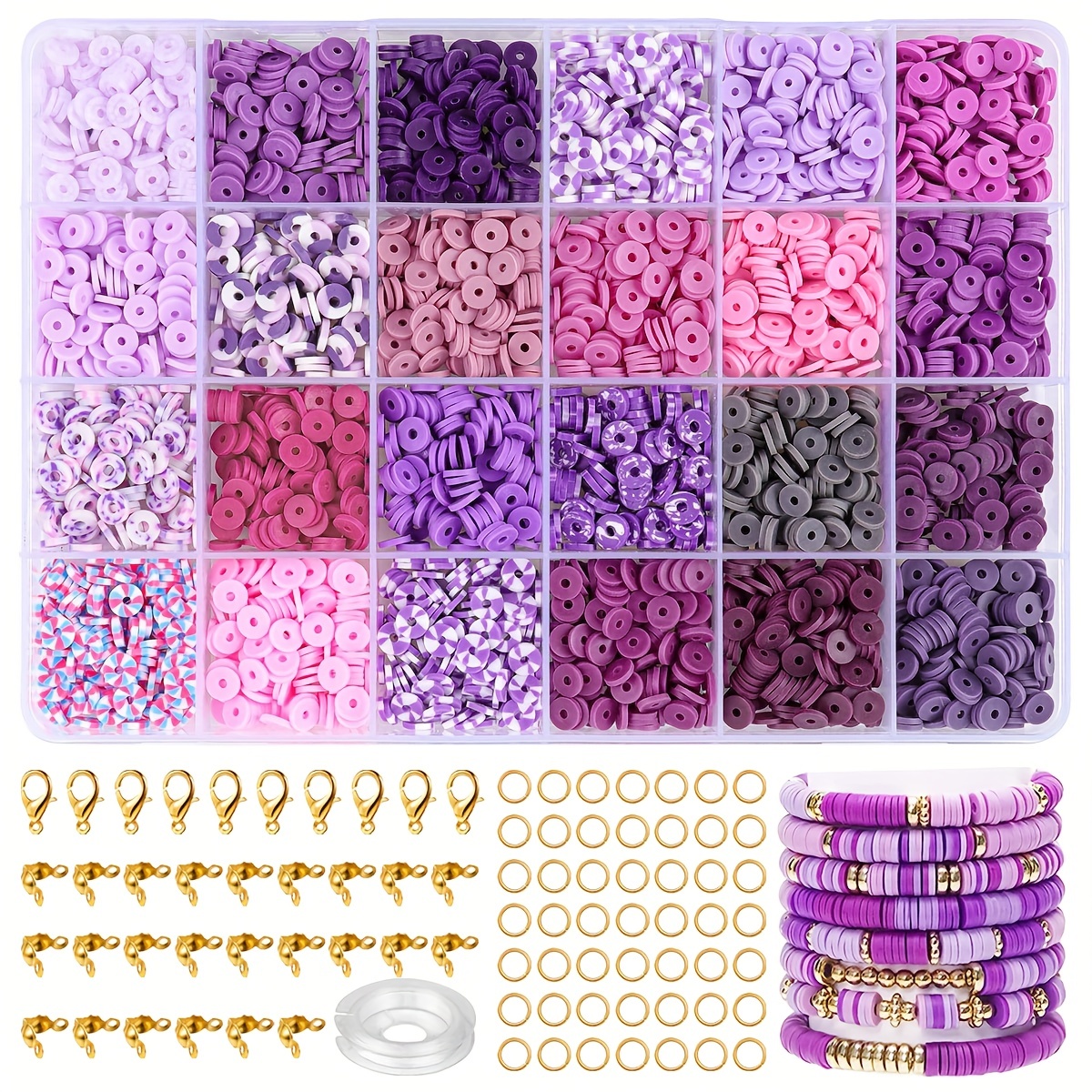  LIGHTAOTAO 1 juego de cuentas de piedra negra coloridas cuentas  de arcilla para hacer joyas, rosario para niñas, kit de banda de goma,  pulseras coloridas, cosas para hacer pulseras, kit de