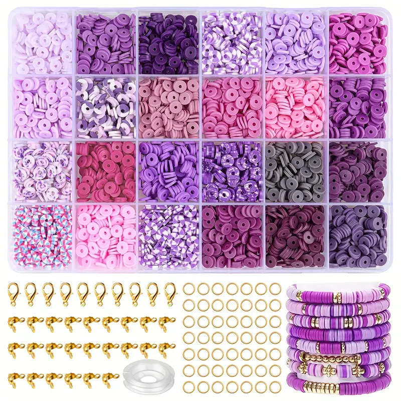 Clay Beads Sey For Diy Bracelet Making Kit 24 Color Clay - Temu