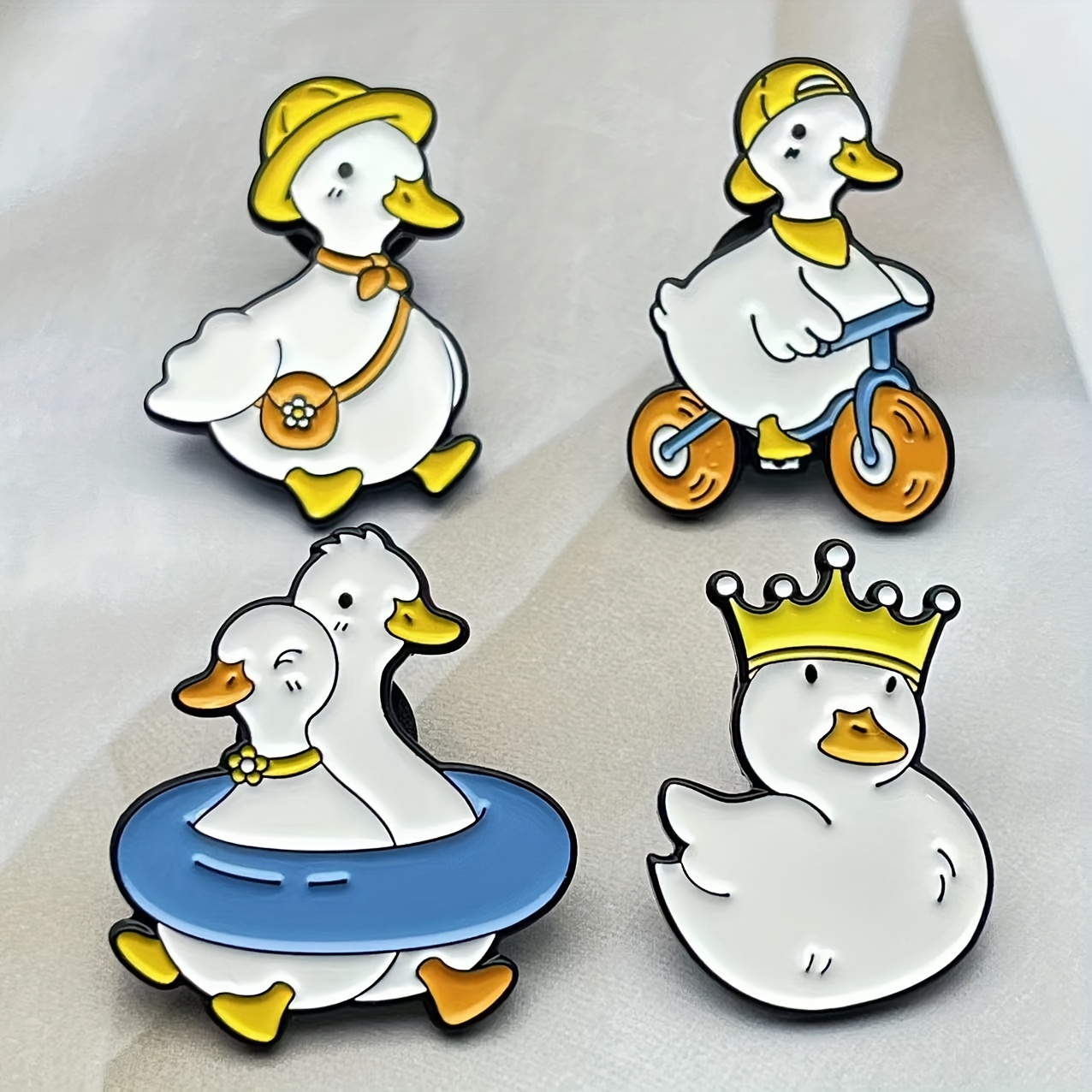 Cute Funny White Goose Brooch Enamel Pins Cartoon Duck With Knife Badge For  Backpack Hat Shirt Decoration Lapel Pin Jewelry Gifts For Friends