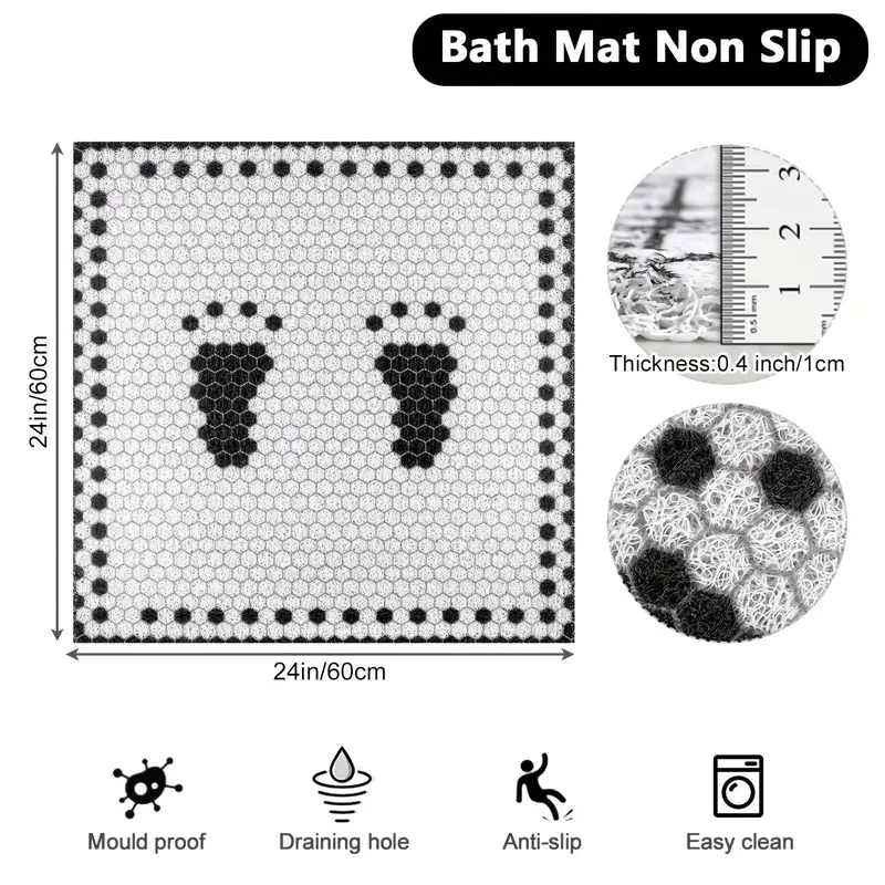 Square Footprint Pattern Mat Bathroom Non slip Mat Foam Mesh - Temu