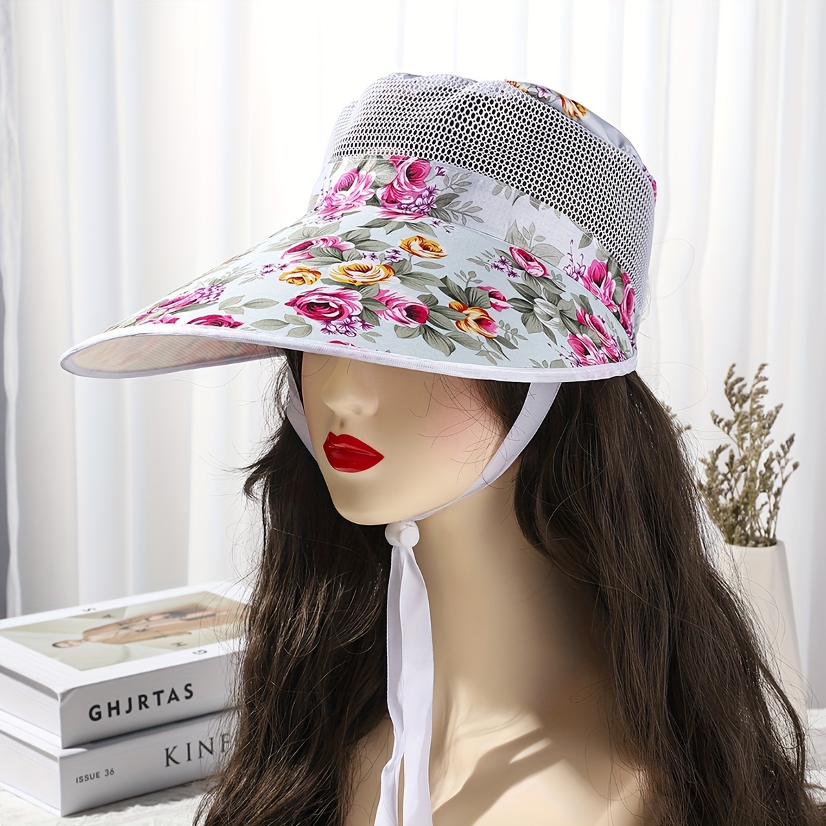 Floral Print Mesh Sun Hat Casual Stitching Sunshade Summer - Temu