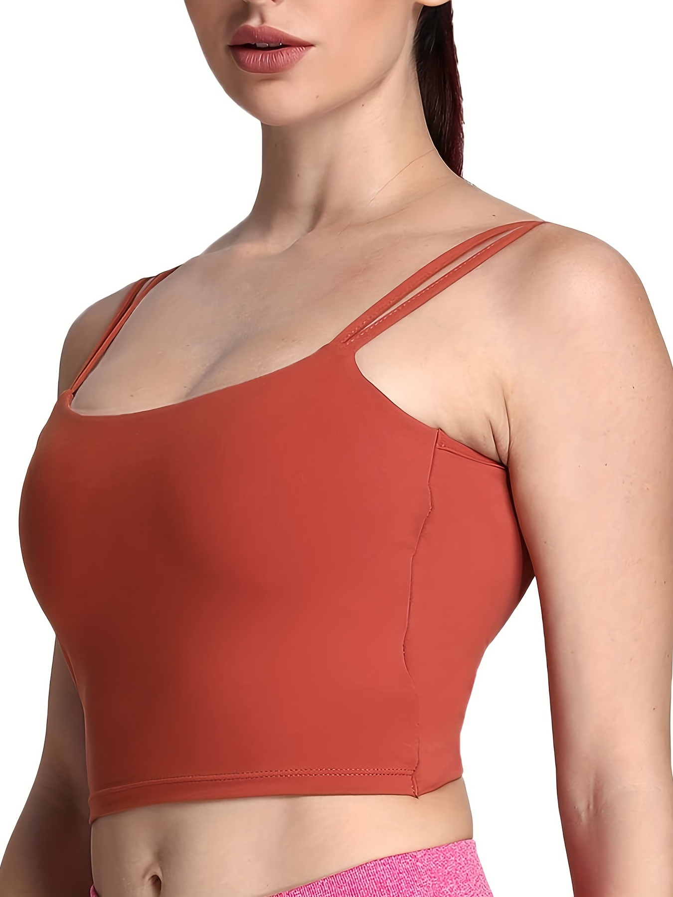  Backless Workout Tops For Women Twist Back Sports Bras  Padded Strappy Yoga Clothes Built In Bra Red S