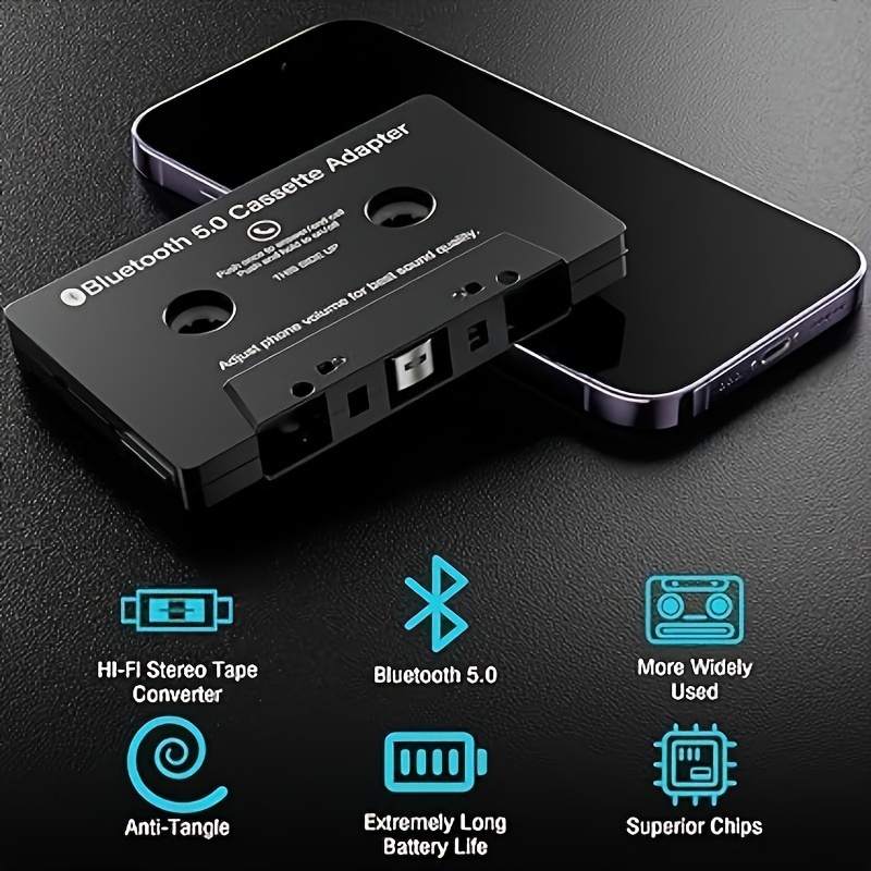 Car Bluetooth Cassette Adapter for Car with Stereo Audio , Wireless Cassette  Tape to Aux Adapter Smartphone Cassette Adapter