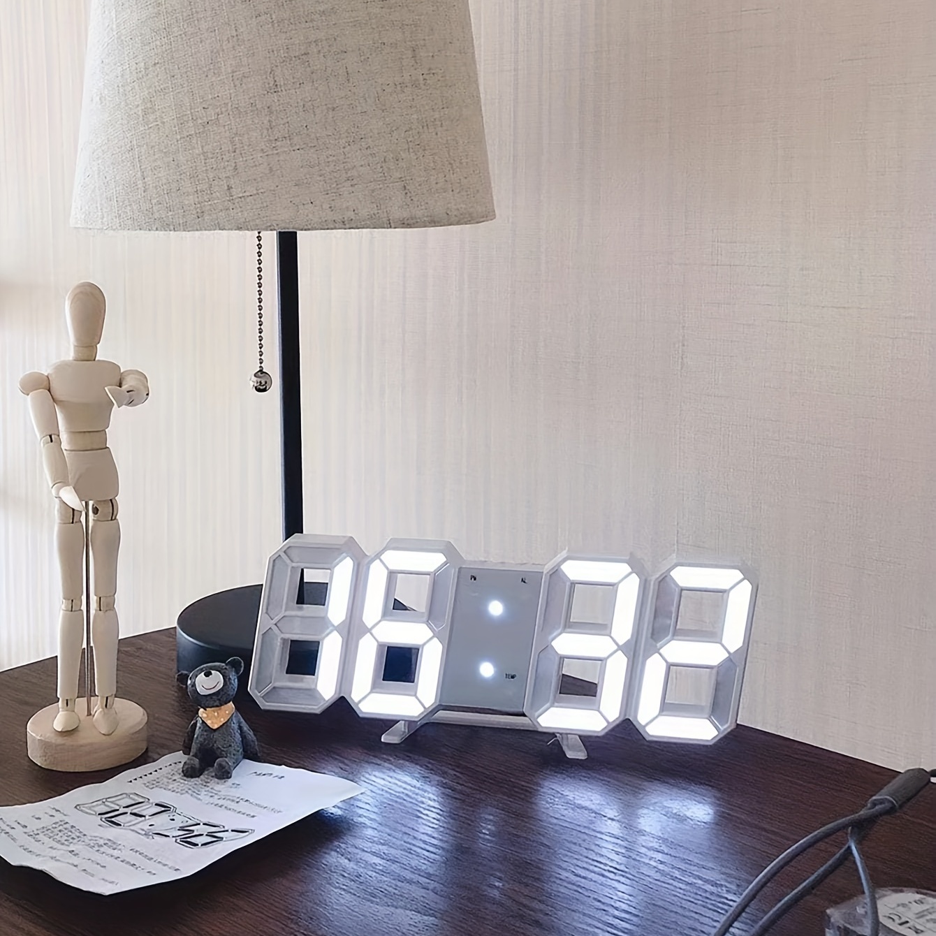 1pc 3D Digital Clock - LED Electronic Hanging Clock with Mute Stereo ...