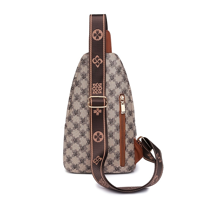 Letter Printed Sling Bag, Trendy Double Zipper Chest Bag, Casual Faux  Leather Crossbody Bag For Travel & Sports - Temu Japan
