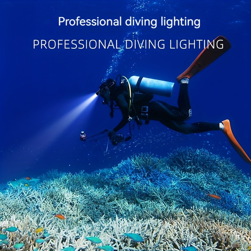 fixed focus diving headlight strong light long battery life led diving headlight capacity 1800 mah range 350m details 1