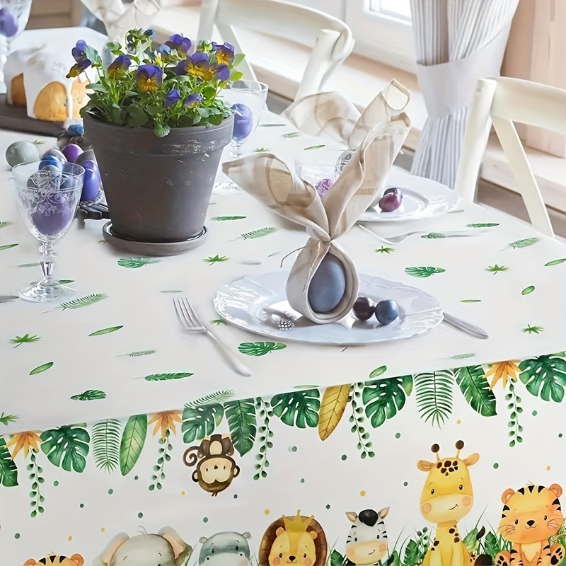 1 pz tovaglia usa e getta animale giungla tovaglia di plastica Safari  giungla tovaglia decorazione festa di buon compleanno forniture tovaglie -  AliExpress