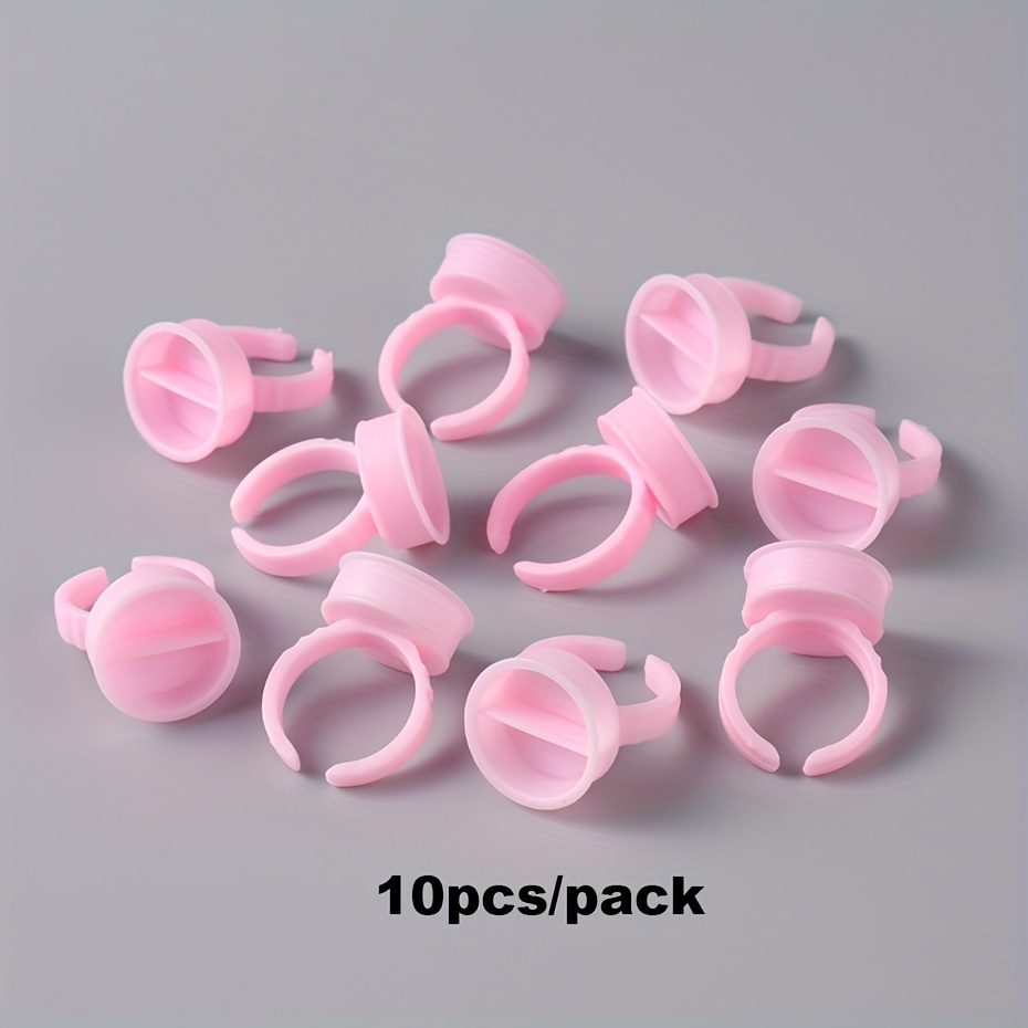 10pcs Pink Nail Art Rings Palette Container Gel Painting Manicure Tools
