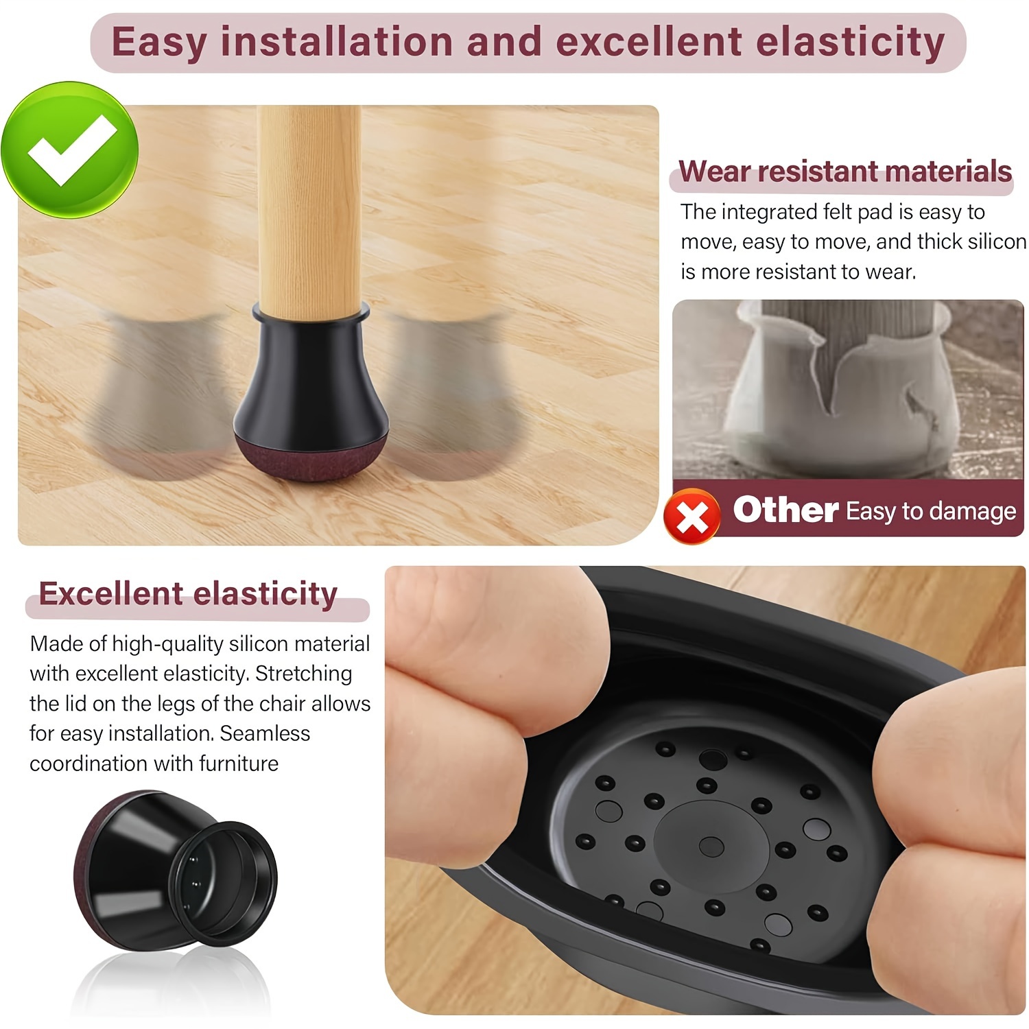 16pcs black silicone chair leg covers polished Temu United Kingdom