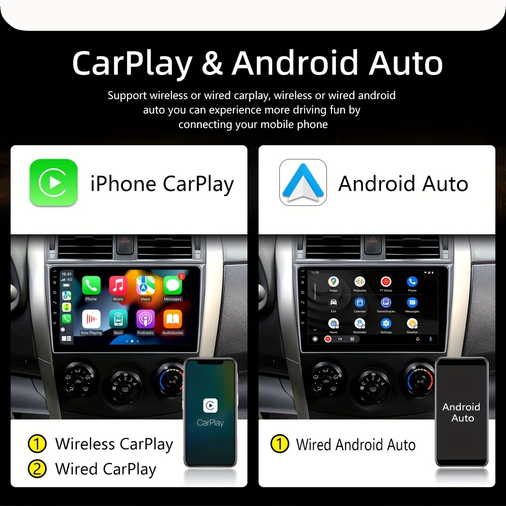 Android 11 DIN estéreo inalámbrico para coche Apple CarPlay