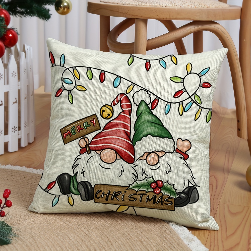 Christmas Christmas Snowman Color Lights Christmas Tree Santa Claus  Pillowcase Home Sofa Cushion Cover Linen Blend Car Cushion Cover Throw  Pillow Home Pillow Insert Not Included - Temu