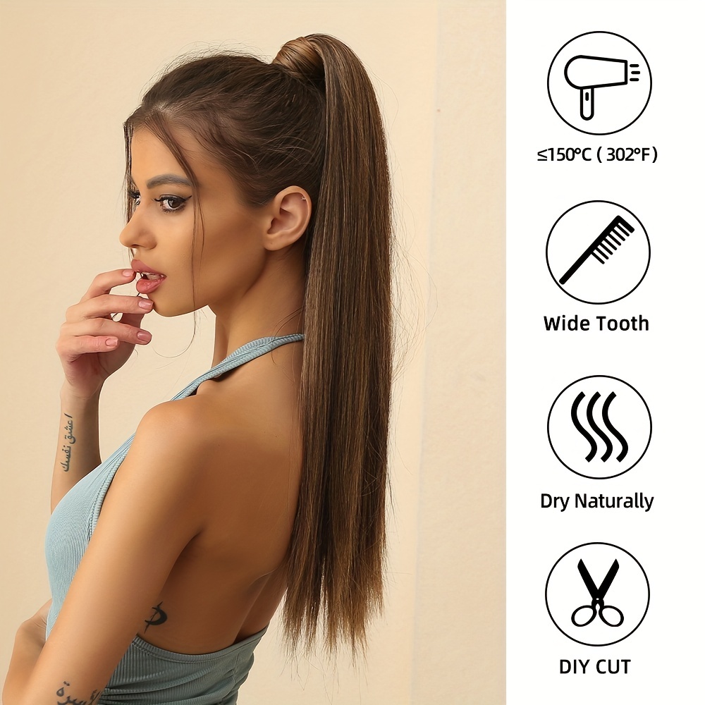 Straight Ponytail Hair Tie Synthetic Extensions for Daily Use