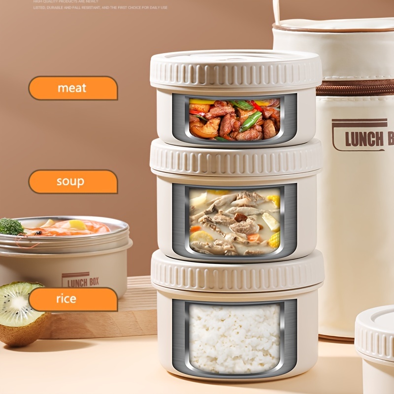 Stainless Steel Circular Lunch Box Set Microwave Oven Safe - Temu