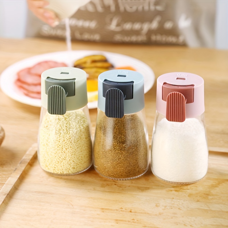 1pc,Glass material Quantitative Salt Control Shaker, Seasoning Bottle,  Kitchen Spice Shakers, Glass Seasoning Jar, Creative Monosodium Glutamate  Shakers, Salt Jar, Pepper Shakers, Home Kitchen Supplies, Food Storage  Boxs, Kitchen Stuff