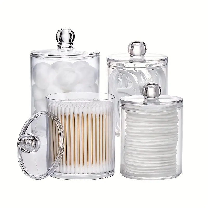 Clear Glass Apothecary Jars - Bathroom Storage Canisters