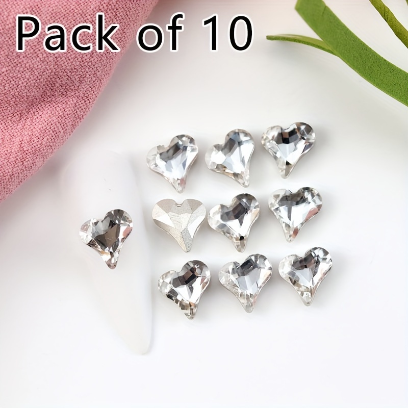 10PCS/Pack Pointed Bottom Nail Rhinestones Heart Purple Crystal