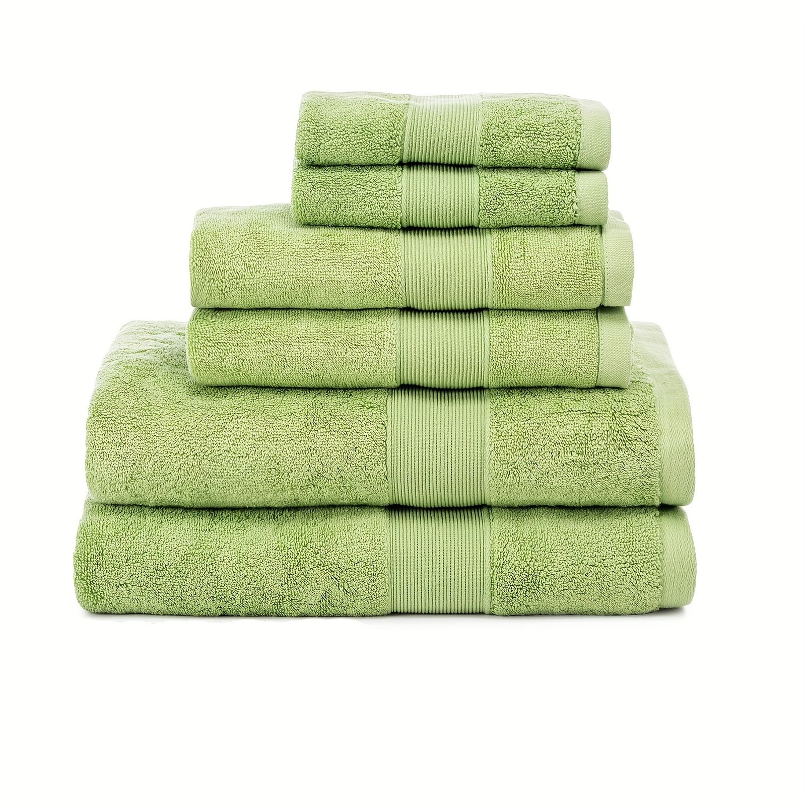 6pcs Towel Set Including 2 Bath Towels, 2 Hand Towels, 2 Washcloths, Soft,  Quick-dry And High Absorbency, Green