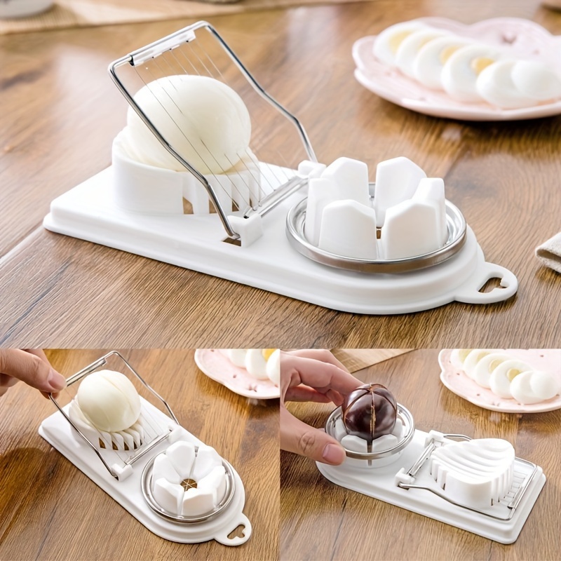 1pc, Two-in-one Multifunctional Stainless Steel Egg Cutter, Double-headed  Egg Slicer, Cutter, Kitchen Gadgets, Kitchen Supplies, Kitchen Utensils, Kit