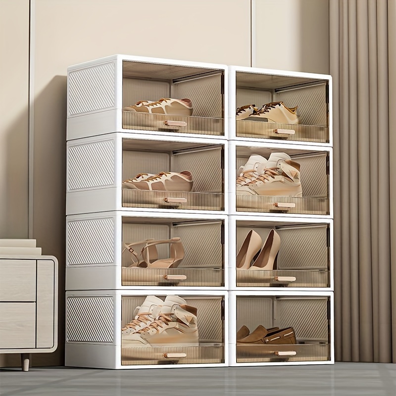 20 cajas de almacenamiento de zapatos, caja de zapatos de plástico  transparente apilable, organizador de zapatos, caja de exhibición plegable,  estante