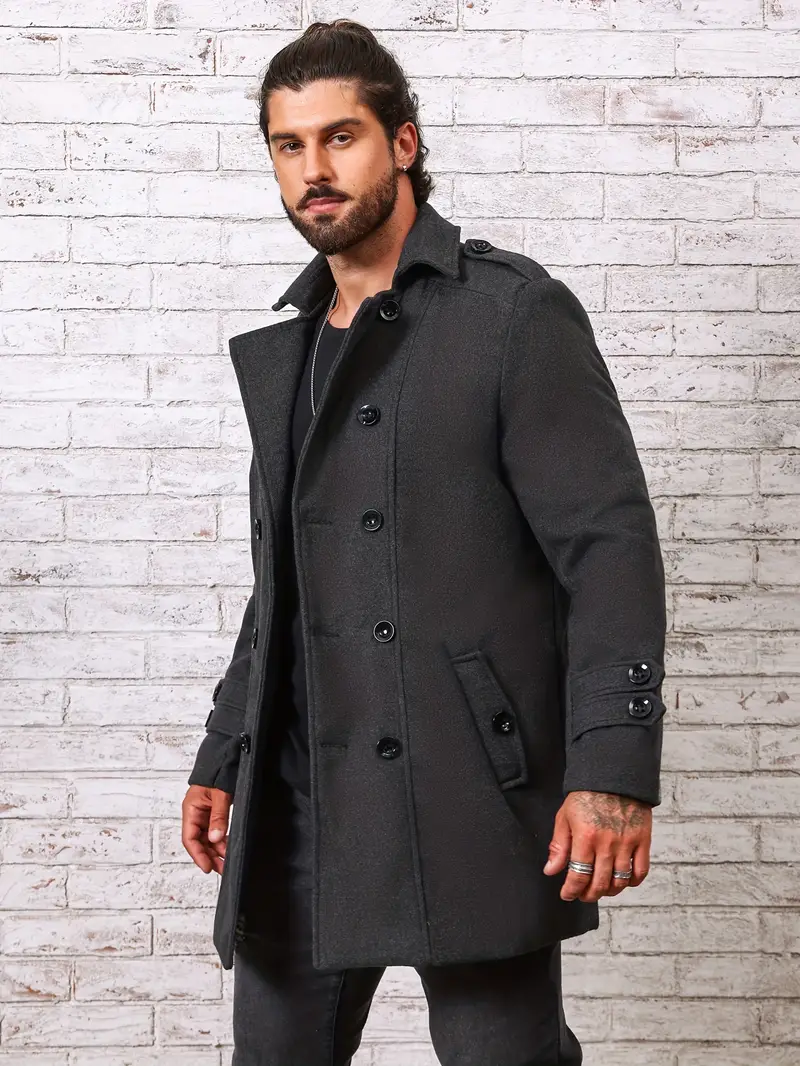 Plus Size Men's Solid Fleece Coat Fashion Casual Elegant Tops Button Up  Jacket For Fall Winter, Men's Clothing